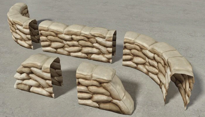 sandbags wall construction kit 3D Model .c4d .max .obj .3ds .fbx .stl .blend