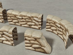 sandbags wall construction kit 3D Model