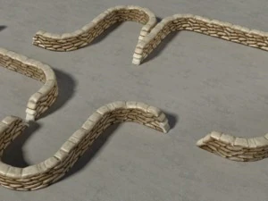 sandbags wall construction kit 3D Model