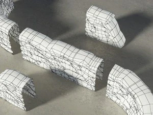 sandbags wall construction kit 3D Model