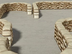 sandbags wall construction kit 3D Model