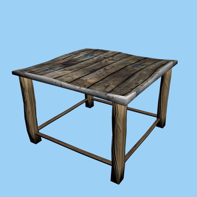 wooden table 3D Модель .c4d .max .obj .3ds .fbx .stl .blend 