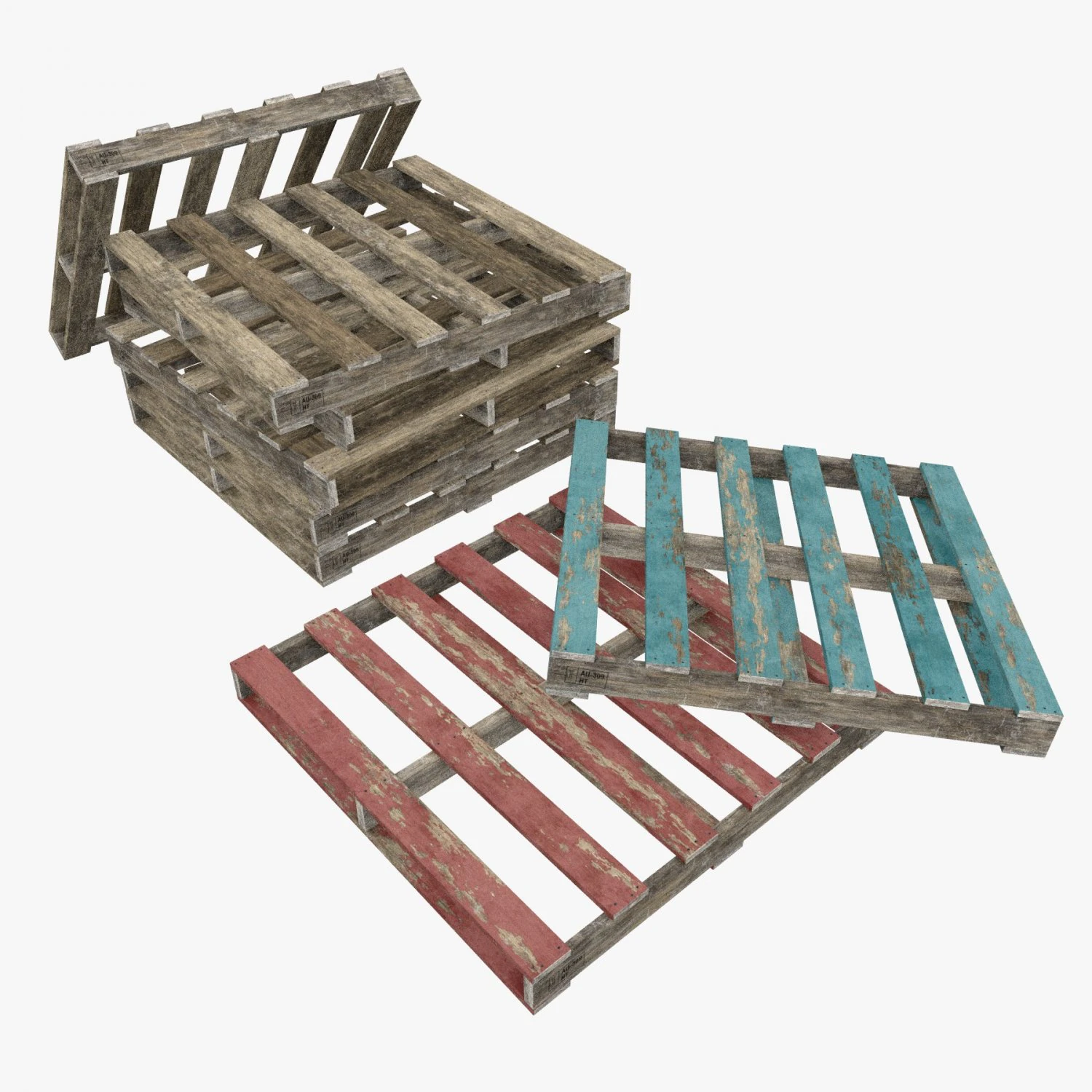 australian pallets low poly 3D Model .c4d .max .obj .3ds .fbx .stl .blend 