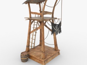 wooden pirate watch tower 3D-Modell