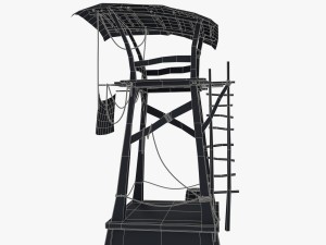 wooden pirate watch tower Model 3D