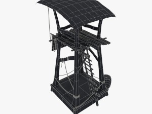 wooden pirate watch tower Model 3D
