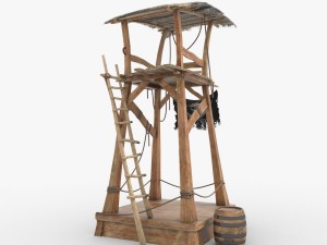 wooden pirate watch tower Model 3D