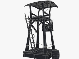 wooden pirate watch tower Model 3D