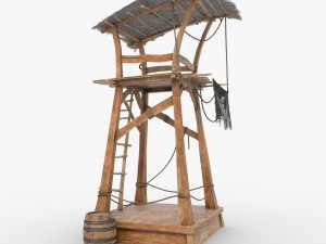 wooden pirate watch tower Model 3D
