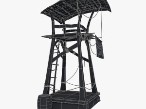 wooden pirate watch tower Model 3D