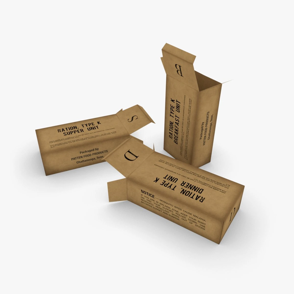 us k-ration boxes 3D Model .c4d .max .obj .3ds .fbx .stl .blend 