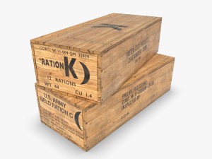 us k and c rations wooden crate wwii 3D Model