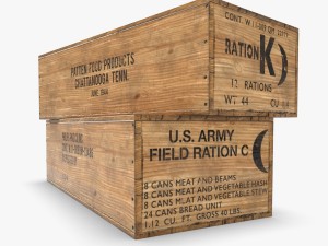 us k and c rations wooden crate wwii 3D Model