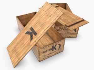 us k and c rations wooden crate wwii 3D Model