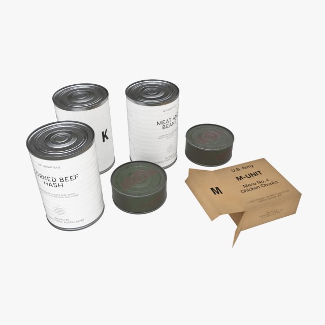 us k-rations set wwii 3D Model .c4d .max .obj .3ds .fbx .stl .blend 