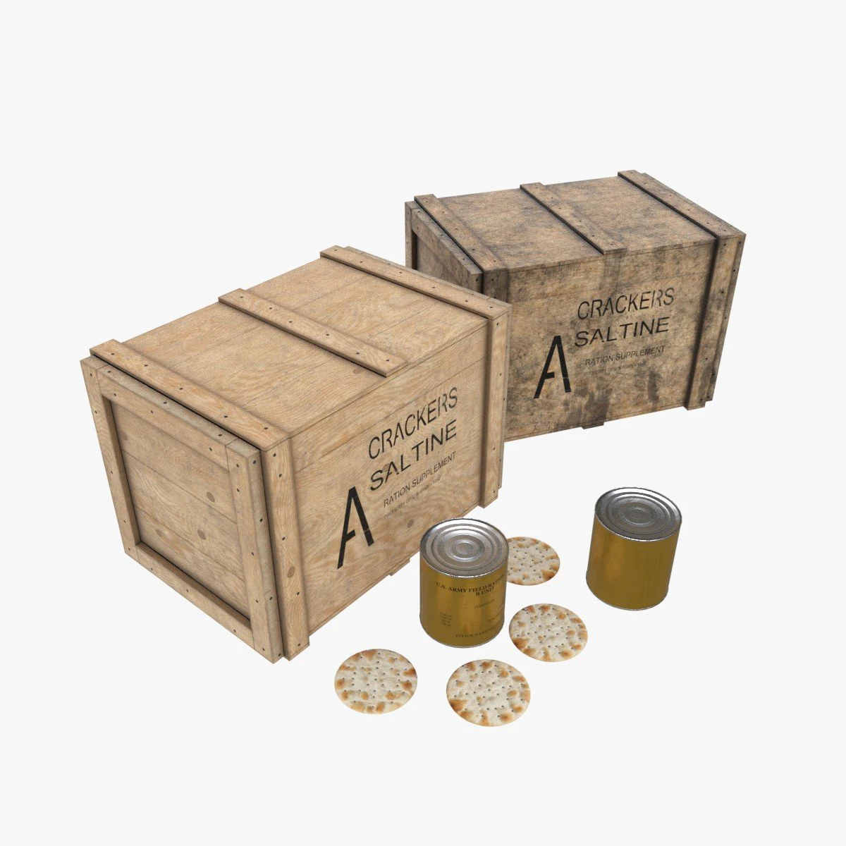 us crackers wooden crate 3D Model .c4d .max .obj .3ds .fbx .stl .blend