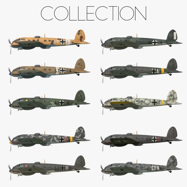 heinkel he 111 - mega collection 3D 모델 .c4d .max .obj .3ds .fbx .stl .blend 