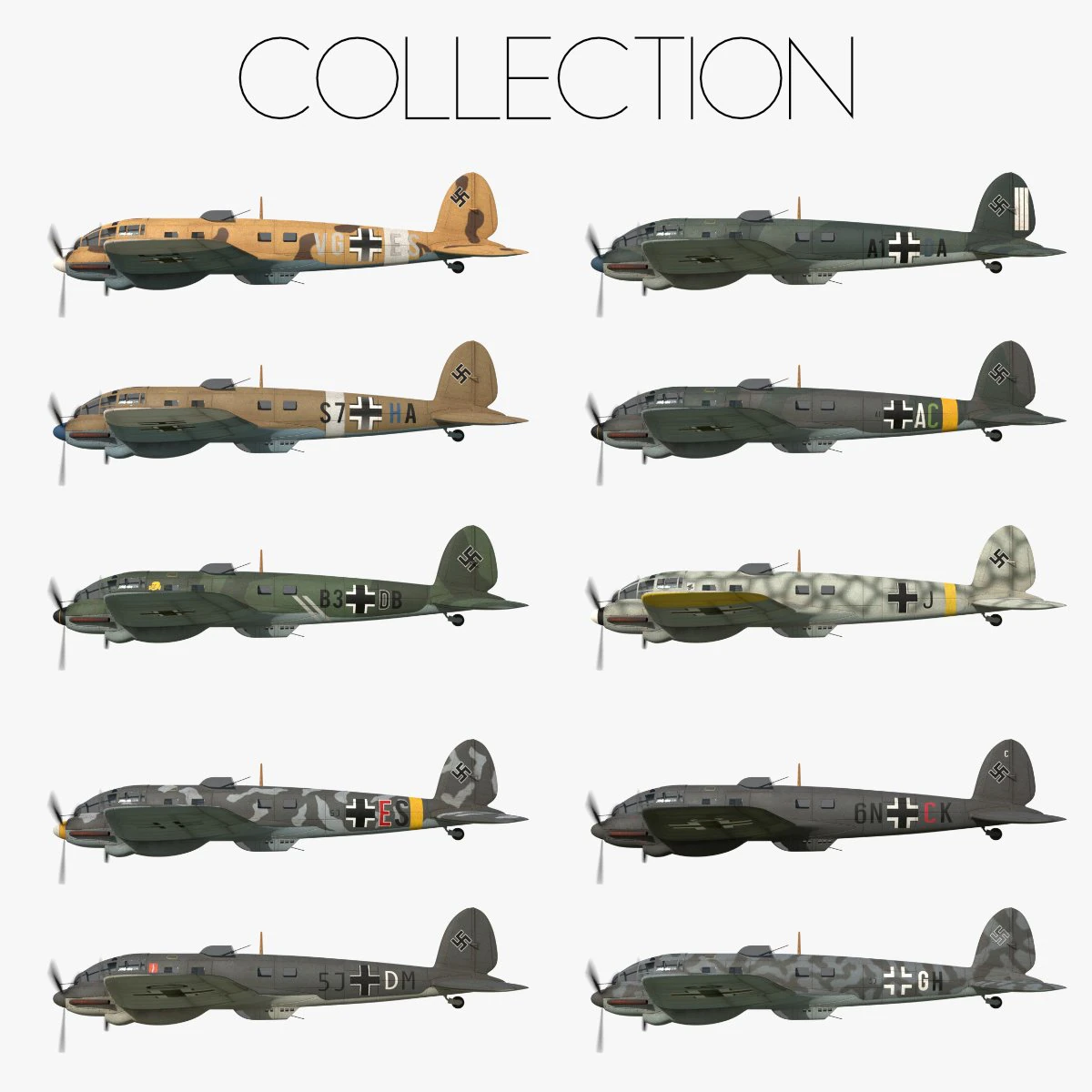 heinkel he 111 - mega collection 3D Model .c4d .max .obj .3ds .fbx .stl .blend 
