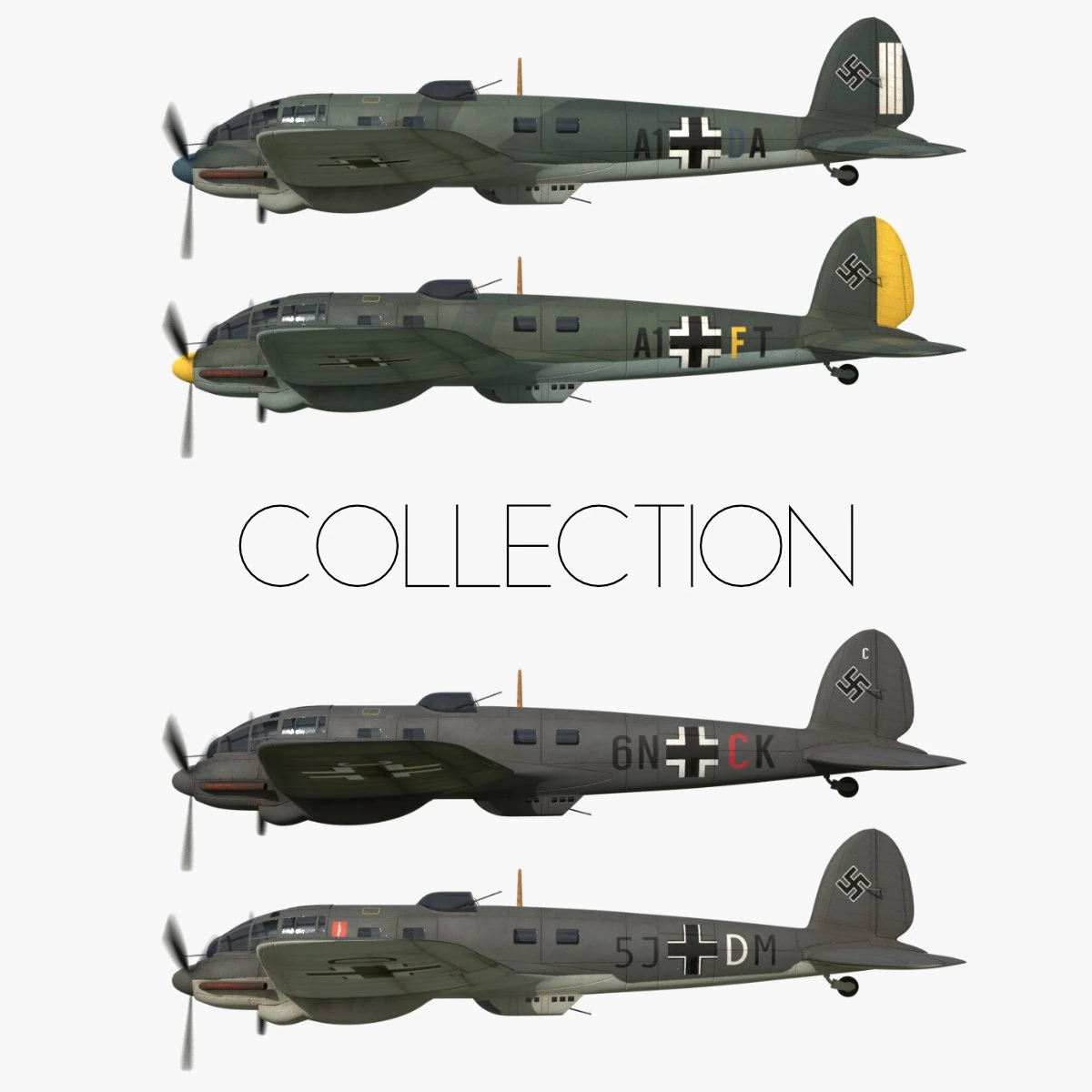 heinkel he 111 - battle of britain collection 3D Model .c4d .max .obj .3ds .fbx .stl .blend 