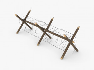 barbed wire fence wwii 3D Model