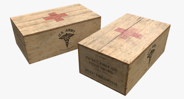 us first aids wooden boxes wwii Modello 3D .c4d .max .obj .3ds .fbx .stl .blend 