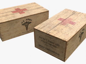 us first aids wooden boxes wwii 3D Model