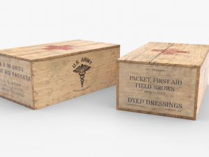 us first aids wooden boxes wwii Modello 3D