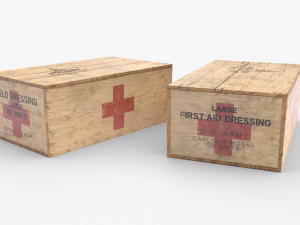 us first aids wooden boxes wwii Modello 3D