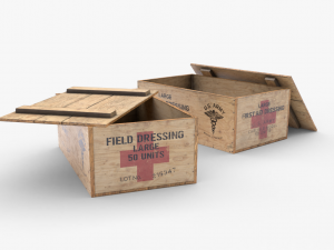 us first aids wooden boxes wwii Modello 3D