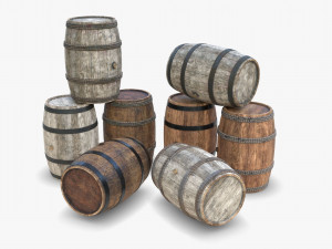 wooden barrels Modèle 3D