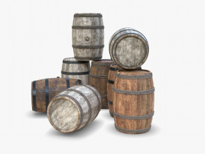 wooden barrels Modèle 3D