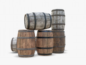 wooden barrels Modèle 3D