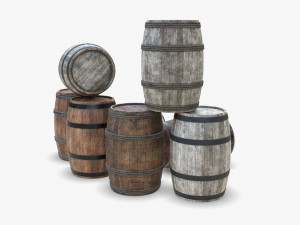 wooden barrels Modèle 3D