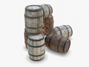 wooden barrels Modèle 3D