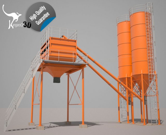 cement silo 3D Model .c4d .max .obj .3ds .fbx .stl .blend 