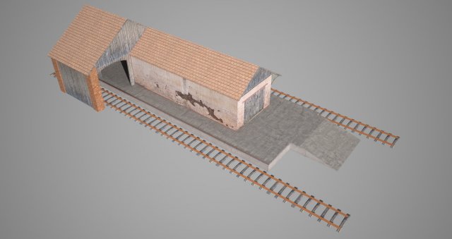 freight train station 3D Model .c4d .max .obj .3ds .fbx .stl .blend 