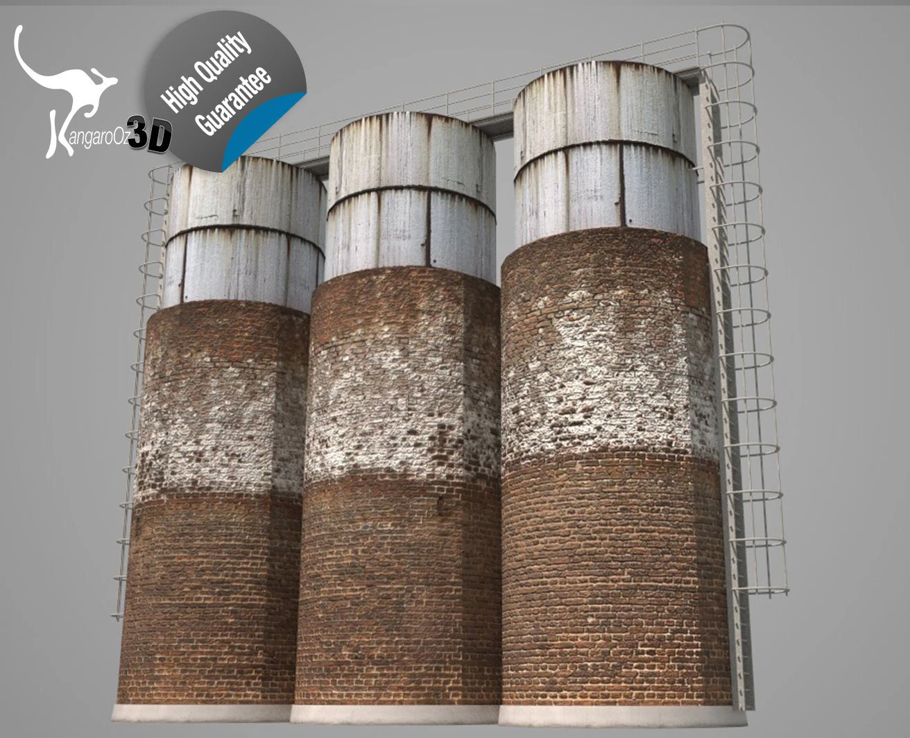 industrial water towers 3D Model .c4d .max .obj .3ds .fbx .stl .blend