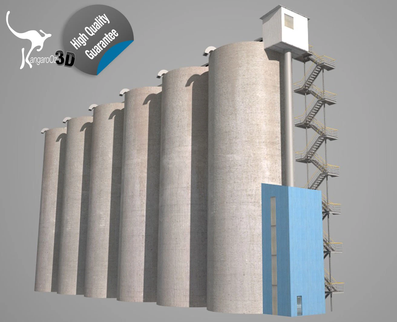 grain silos  01 3D Model .c4d .max .obj .3ds .fbx .stl .blend 