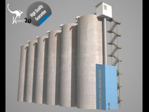 grain silos  01 3D Model