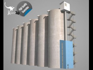 grain silos  01 Model 3D
