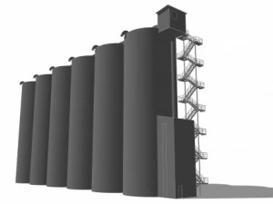 grain silos  01 3D Model