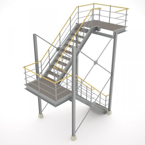 industrial stairs 01 3D Model .c4d .max .obj .3ds .fbx .stl .blend 