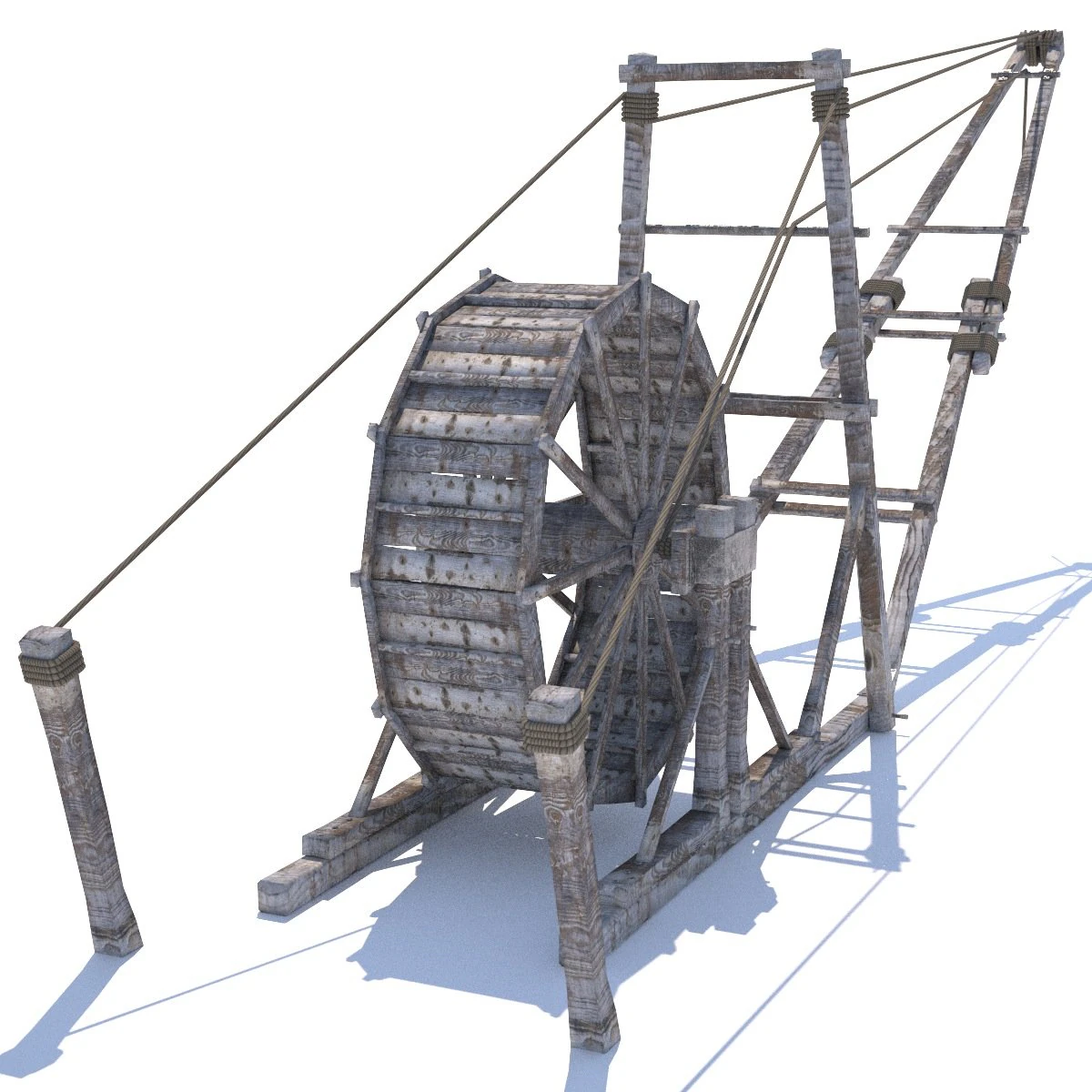 guindaste de madeira antigo Modelo 3D .c4d .max .obj .3ds .fbx .stl .blend 