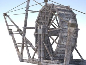 guindaste de madeira antigo Modelo 3D