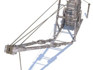 guindaste de madeira antigo Modelo 3D