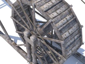 guindaste de madeira antigo Modelo 3D