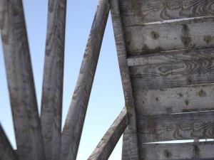 guindaste de madeira antigo Modelo 3D
