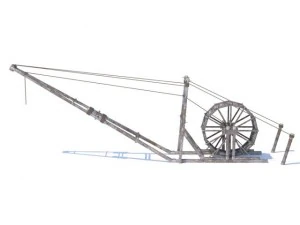 guindaste de madeira antigo Modelo 3D
