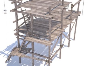 old wooden scaffolding 3D Модель