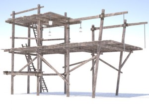 old wooden scaffolding 3D Модель